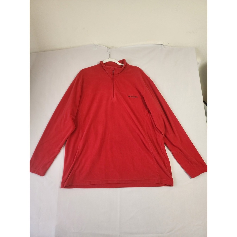 Columbia Men's XXL Red Fleece Pullover 1/4 Zip Jacket Outdoor‎ Hiking Polyester